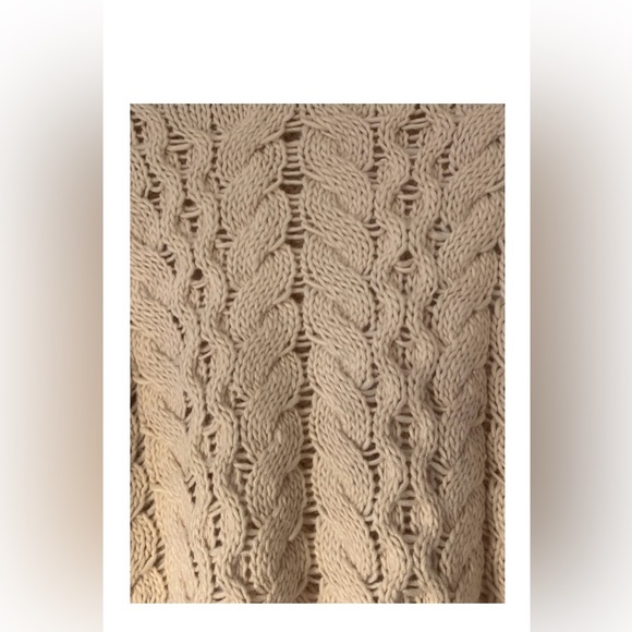 Joe Fresh Cable Knit Sweater Chunky XS Cream Beige Cozy Preppy  3/4 Sleeve - Picture 3 of 6